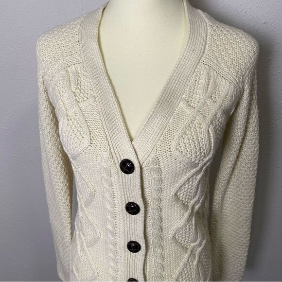 NWT Wet Seal Chunky Knit Button Front Cream Cardigan Sweater Women's Size XS - Picture 9 of 15